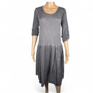 MADE IN ITALY Mix Media Grey Midi Dress Size S